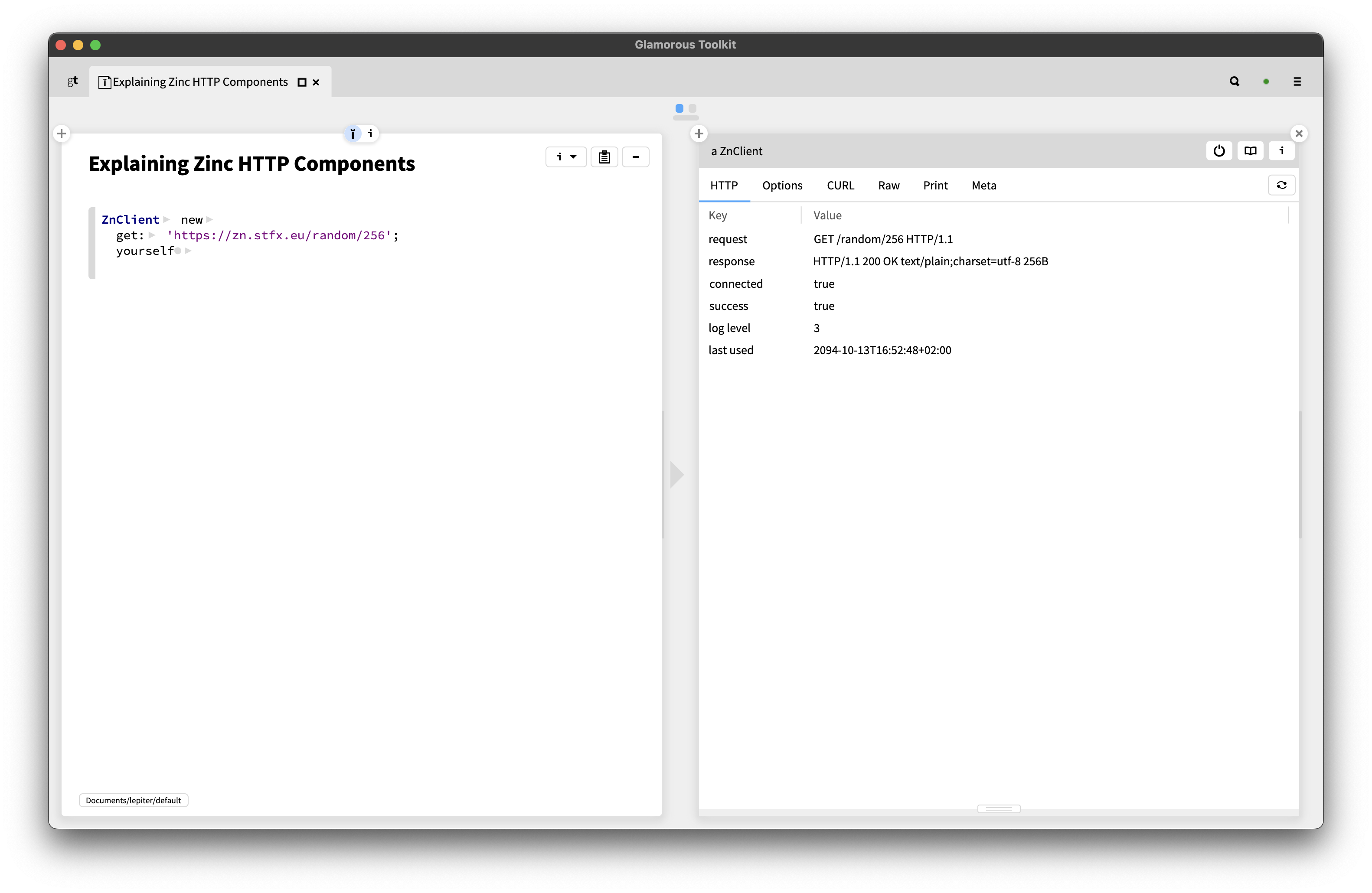 Zinc HTTP Client GET